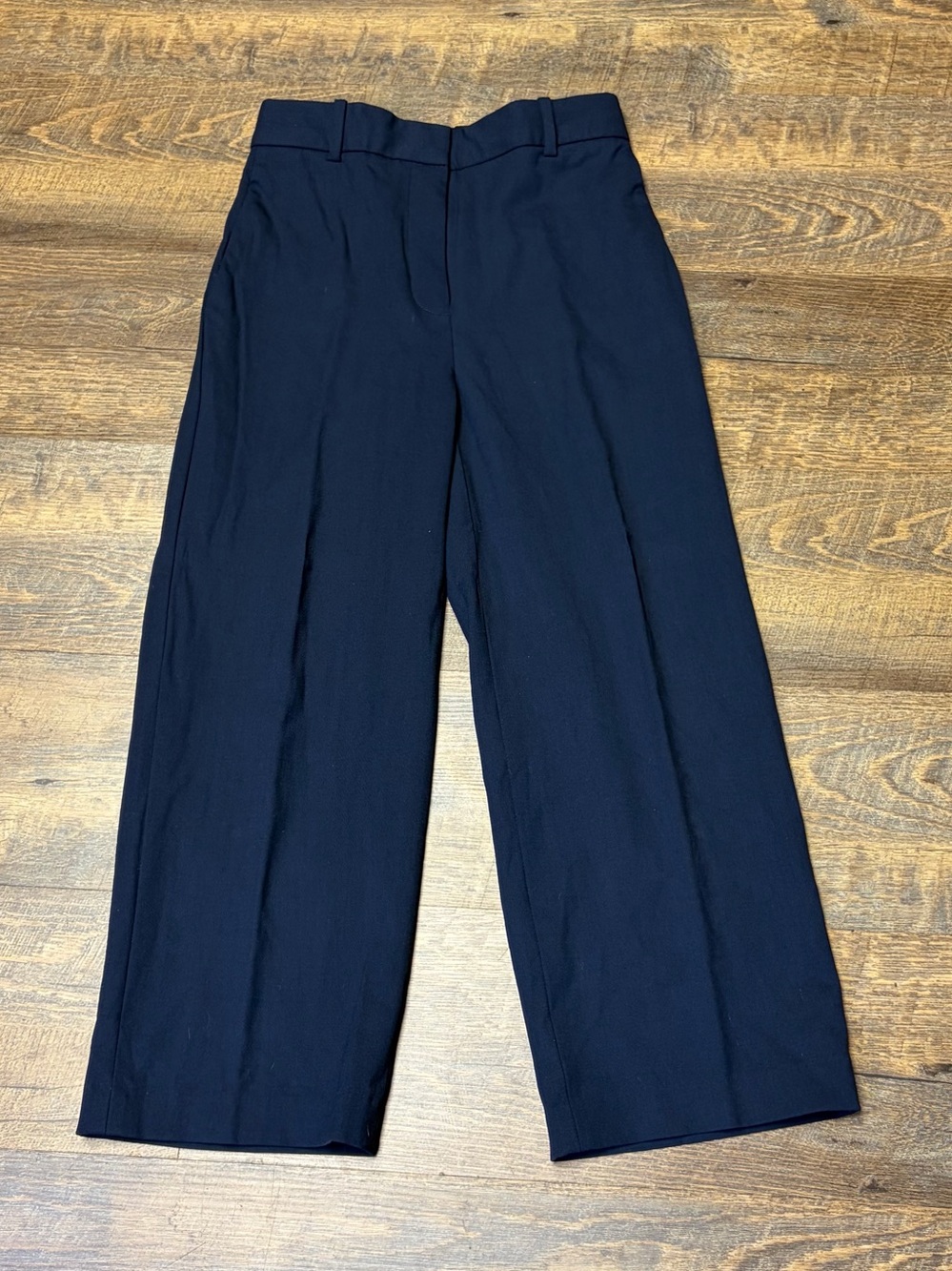 Babaton Agency Pant Wool Blend High Waist Straight Wide Leg Trouser Women 2 Navy